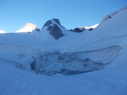 Monte Bianco, crepacci sul ghiacciaio del Gigante, giugno 2017